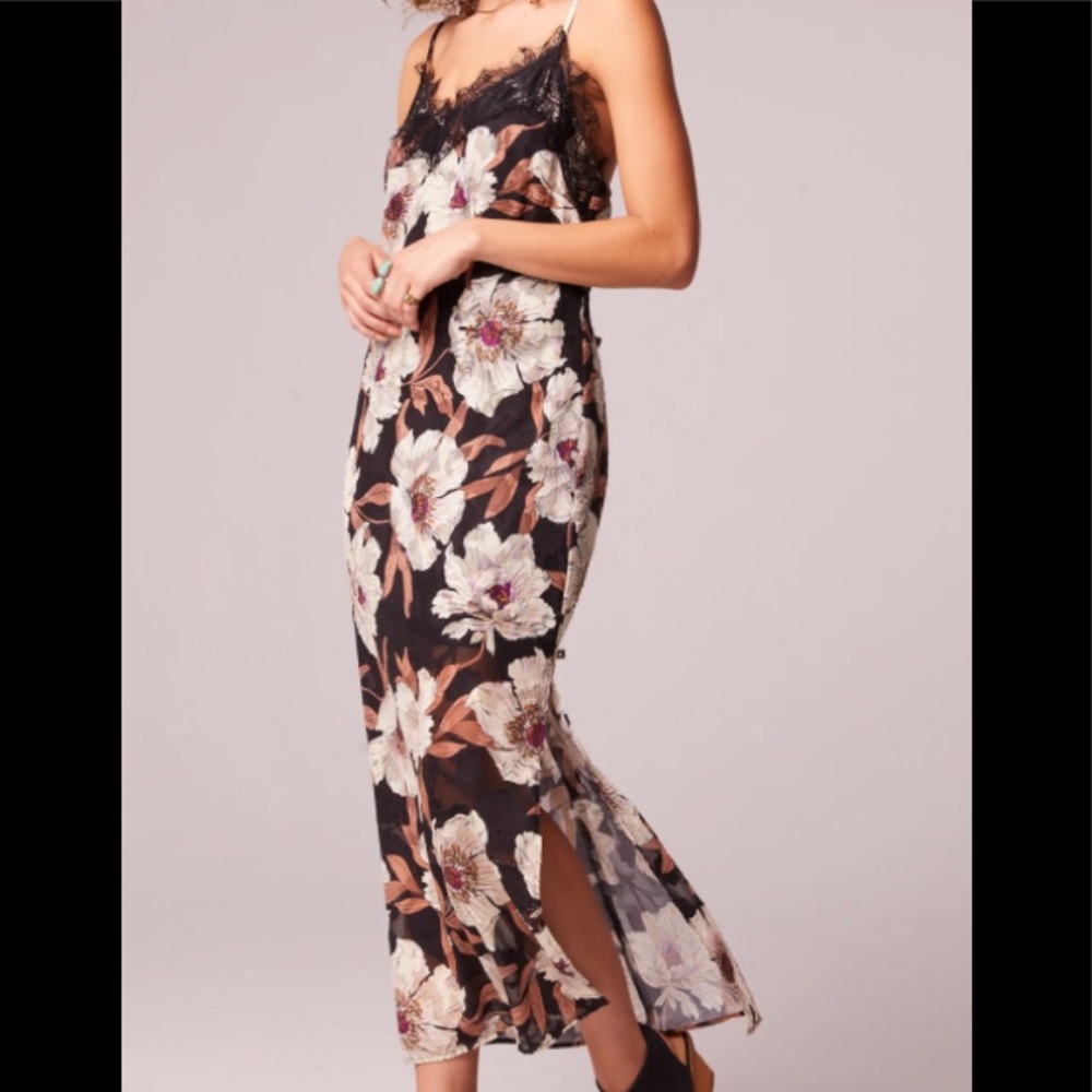 BOG Collective Black Floral Slip Maxi Dress. Size small